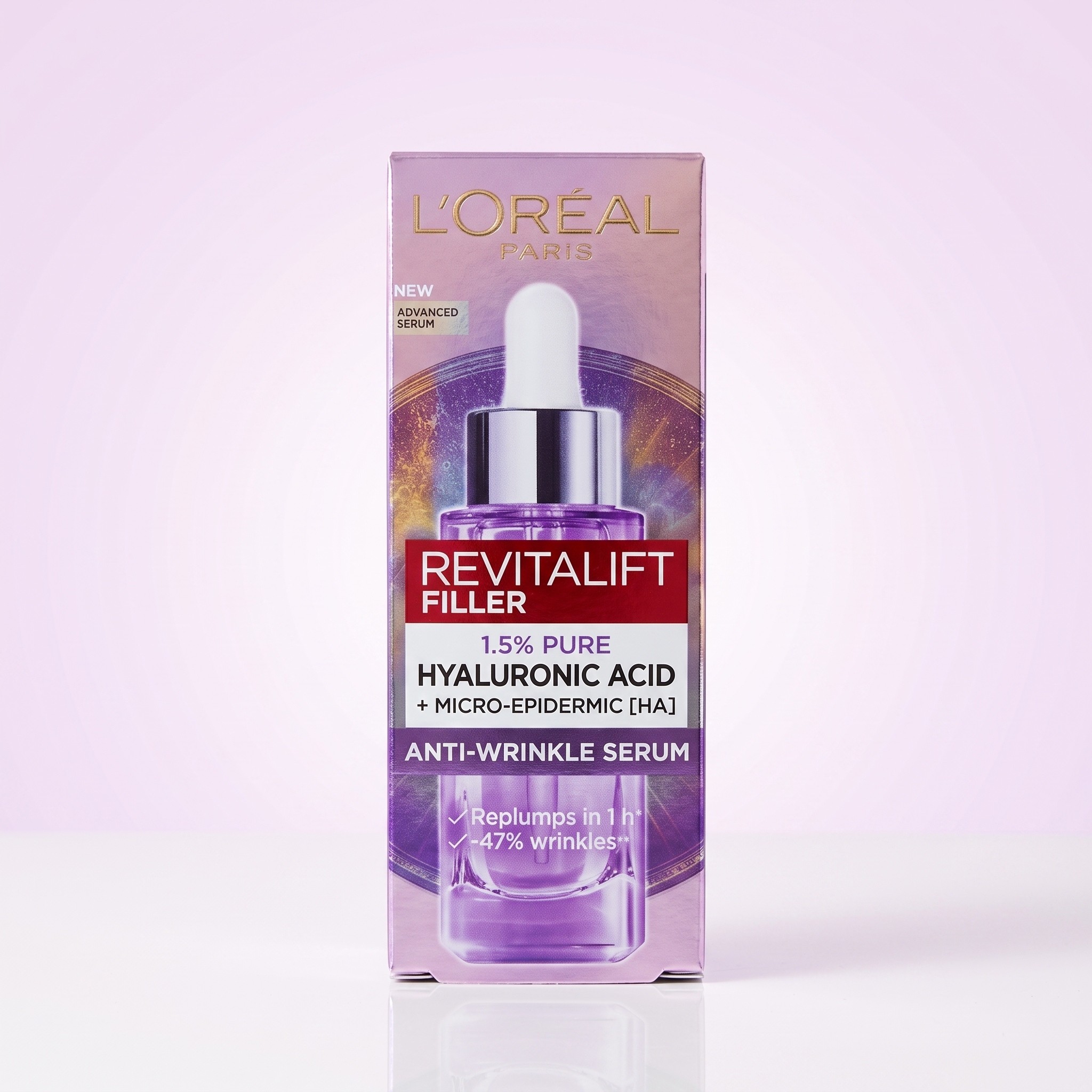 L'Oréal Paris Revitalift Filler 1.5% Pure Hyaluronic Acid Anti-Wrinkle Serum – Replumps Wrinkles Visibly Hydrates and Smooths Skin for Women