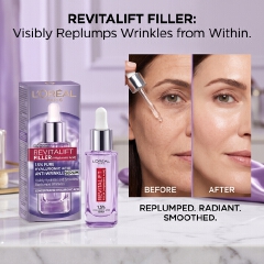 L'Oréal Paris Revitalift Filler 1.5% Pure Hyaluronic Acid Anti-Wrinkle Serum – Replumps Wrinkles Visibly Hydrates and Smooths Skin for Women