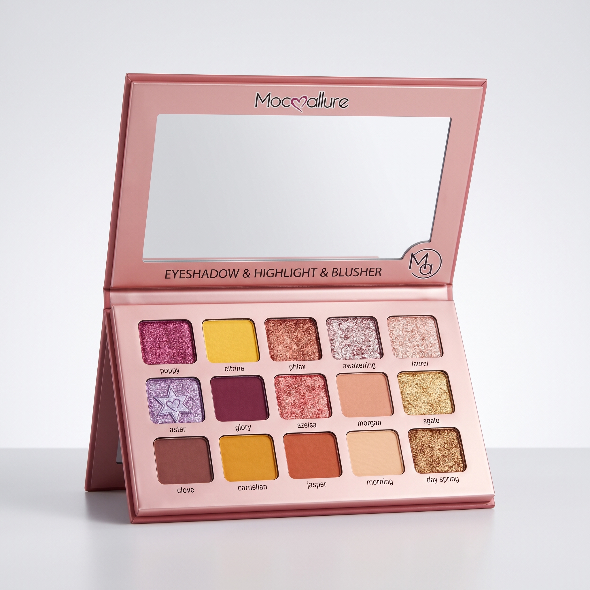 15 Color Eyeshadow Palette with Blush & Highlighter – Matte & Shimmer Makeup Palette, Long Lasting Pigmented Eye Makeup Kit