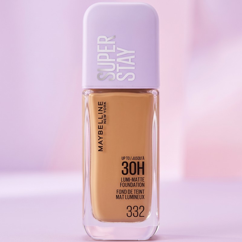Maybelline Super Stay Up to 30HR Wear Lumi-Matte Foundation - Full Coverage Long-Lasting Liquid Makeup, Shade 332, 35ml