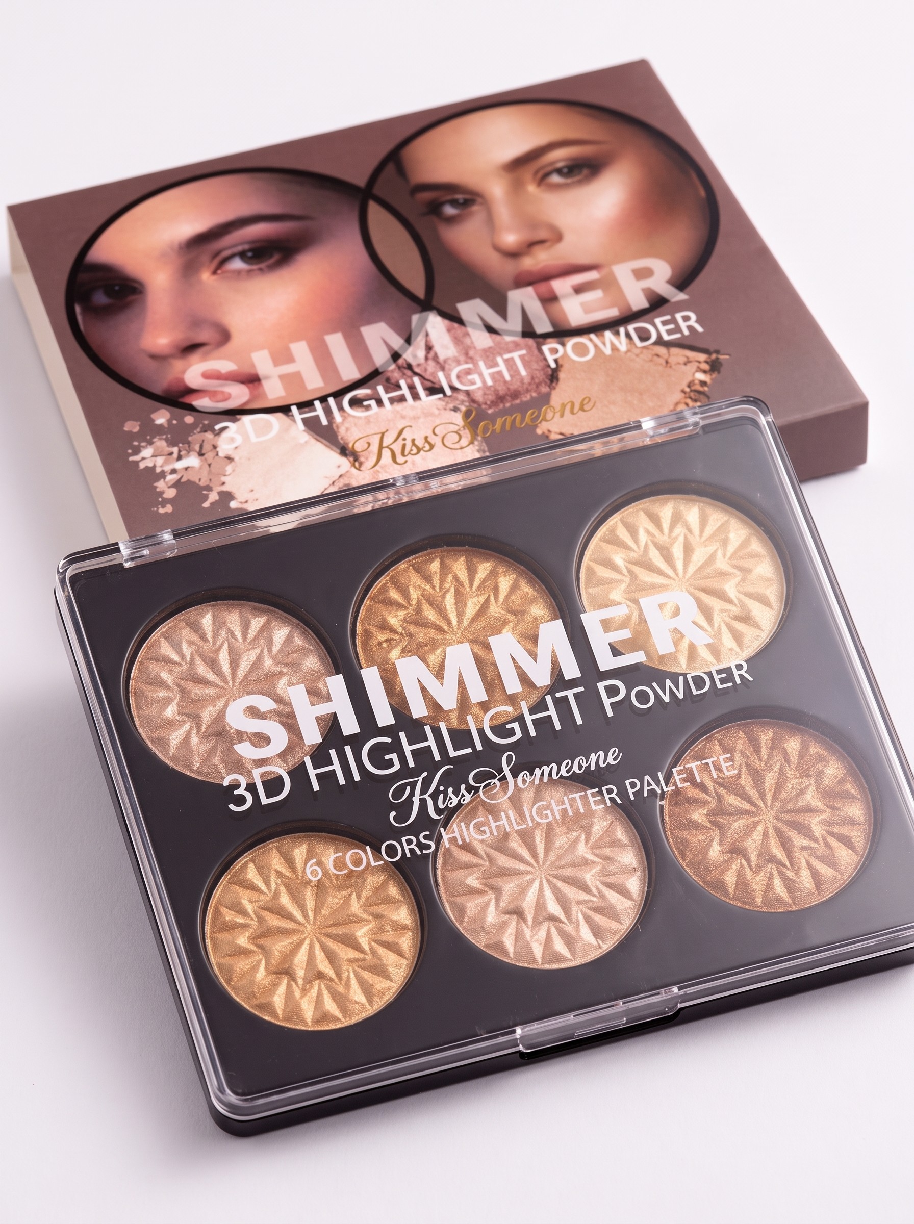 KissSomeone Shimmer 3D Highlight Powder - 6 Colors Highlighter Palette