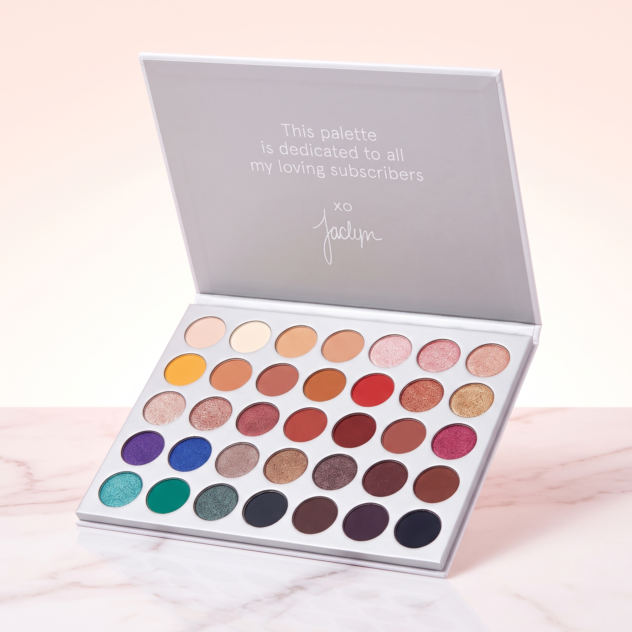 Jaclyn 35 Color Eyeshadow Palette - Matte, Shimmer & Glitter Shades - Powder Texture Eyeshadow Makeup Palette, Not Waterproof, 1PC