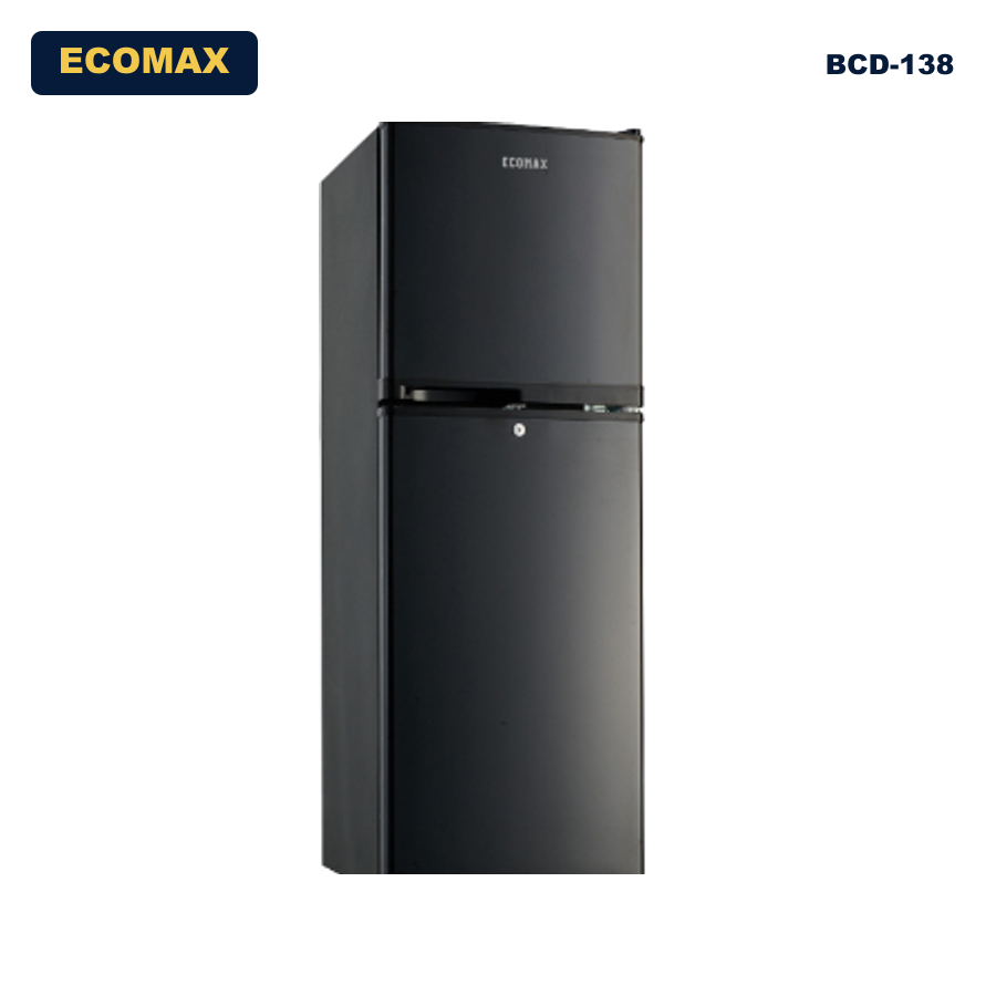 ECOMAX 138L Double Doors Fridge and Freezer with Glass Shelf Energy Saving Compact Household Fridge Household Appliances Refrigerator- 1YR Warranty