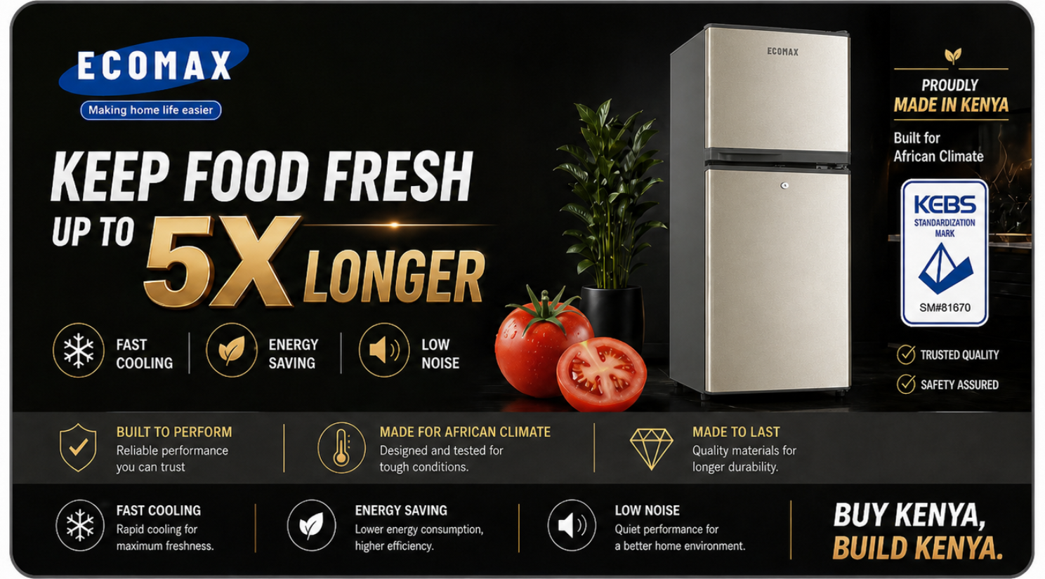 ECOMAX 138L Double Doors Fridge and Freezer with Glass Shelf Energy Saving Compact Household Fridge Household Appliances Refrigerator- 1YR Warranty