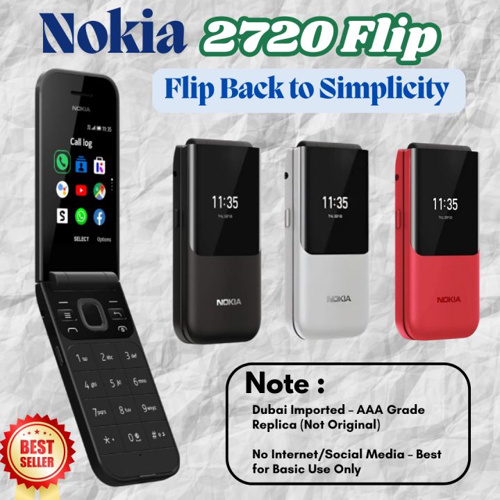 Nokia 2720 Flip Mobile, Mobile Phone, Dual Screen, Equipped with 4G Internet - Long Battery Life - Compact and Strong Dual Sim Card 4 GB Internal Memory, 512 MB RAM, kabambe/katululu/mulika mwizi/