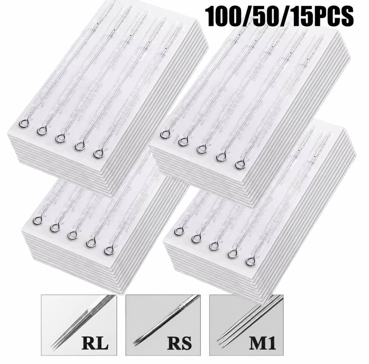 100/50/15PCS Sterilized Tattoo Needles 3 5 7 9 11 RL RS M1 RM Tattoo Needle for Tattoo Permanent Makeup Machine