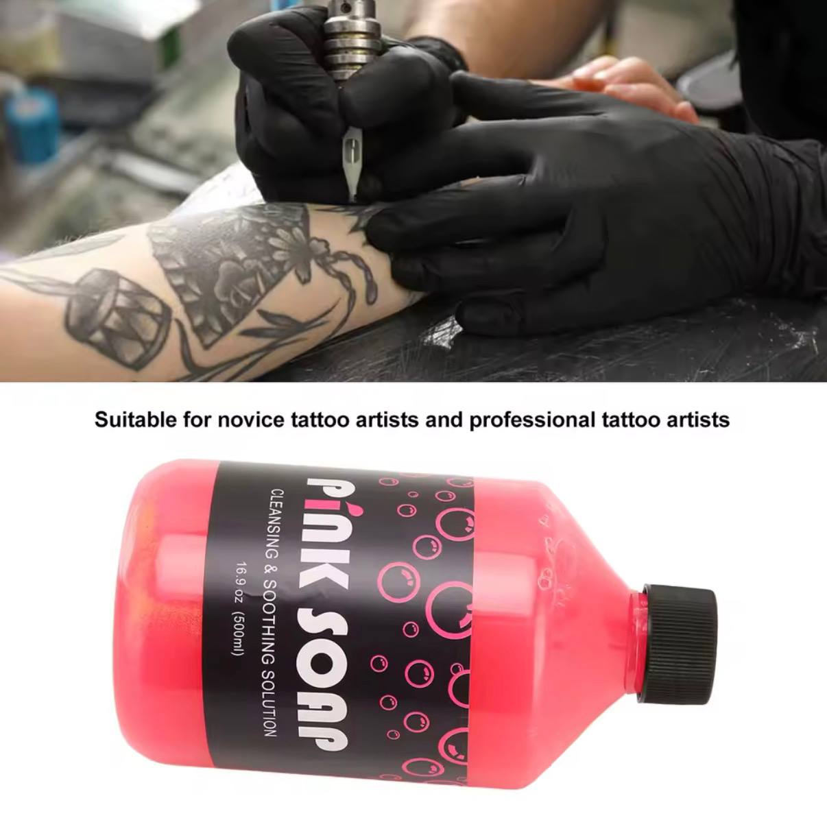 500ML Tattoo Blue/Pink/Green Soap Cleaning & Soothing Solution with Foaming Tattoo After Care Liquid