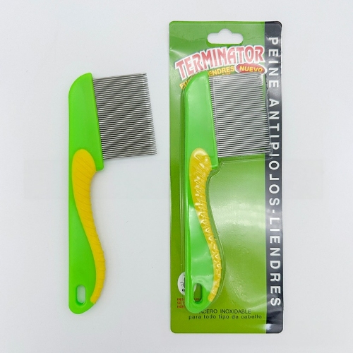 Flea Lice Comb Kutu Brush for Pets Dogs Cats, Non-slip TPR Handle, Stainless Steel Fine Pins for Long & Short Fur, Promotes Fur Growth & Removes Loose Hair, Knots, Flakes, Fleas, Lice, Nits, Flea Eggs