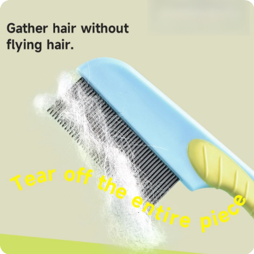 Flea Lice Comb Kutu Brush for Pets Dogs Cats, Non-slip TPR Handle, Stainless Steel Fine Pins for Short Fur, Promotes Fur Growth & Removes Loose Hair, Tangles, Dandruff, Fleas, Lice, Nits & Flea Eggs