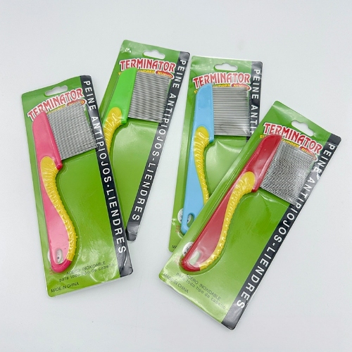 Flea Lice Comb Kutu Brush for Pets Dogs Cats, Non-slip TPR Handle, Stainless Steel Fine Pins for Long & Short Fur, Promotes Fur Growth & Removes Loose Hair, Knots, Flakes, Fleas, Lice, Nits, Flea Eggs