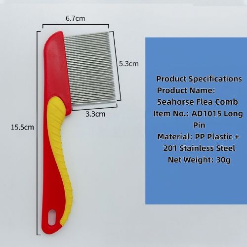 Flea Lice Comb Kutu Brush for Pets Dogs Cats, Non-slip TPR Handle, Stainless Steel Fine Pins for Long & Short Fur, Promotes Fur Growth & Removes Loose Hair, Knots, Flakes, Fleas, Lice, Nits, Flea Eggs