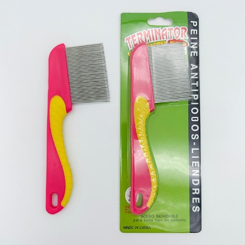 Flea Lice Comb Kutu Brush for Pets Dogs Cats, Non-slip TPR Handle, Stainless Steel Fine Pins for Long & Short Fur, Promotes Fur Growth & Removes Loose Hair, Knots, Flakes, Fleas, Lice, Nits, Flea Eggs