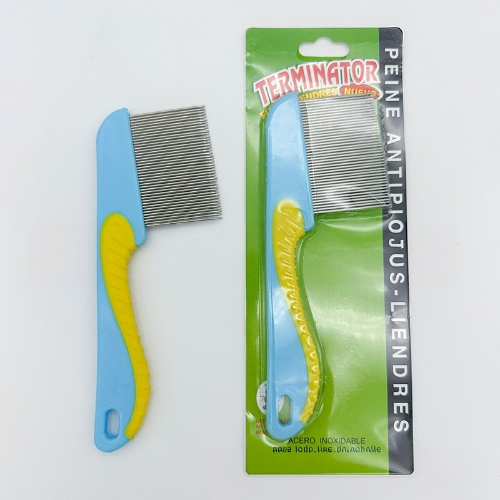 Flea Lice Comb Kutu Brush for Pets Dogs Cats, Non-slip TPR Handle, Stainless Steel Fine Pins for Long & Short Fur, Promotes Fur Growth & Removes Loose Hair, Knots, Flakes, Fleas, Lice, Nits, Flea Eggs