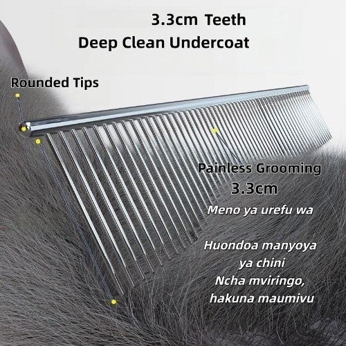 Stainless Steel Pet (Paka & Mbwa) Comb Double Dense & Wide Spaced Teeth, Electroplated,Rounded Smooth Teeth, Untangle Knots Remove Loose Fur, Flea & Lice Remover  for Dogs and Cats Grooming (Colored)