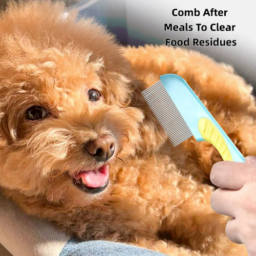 Flea Lice Comb Kutu Brush for Pets Dogs Cats, Non-slip TPR Handle, Stainless Steel Fine Pins for Short Fur, Promotes Fur Growth & Removes Loose Hair, Tangles, Dandruff, Fleas, Lice, Nits & Flea Eggs