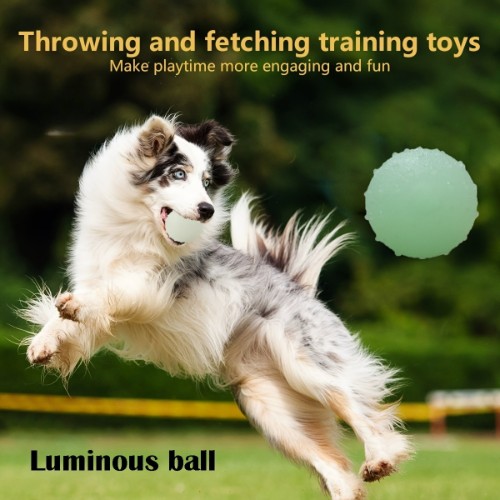 Spiky Dog Toy Ball Luminous TPR Solid Rubber Bouncy Chew Resistant Teeth Cleaning Interactive Training Stress Relief Play Ball For Puppy Medium Large Dogs