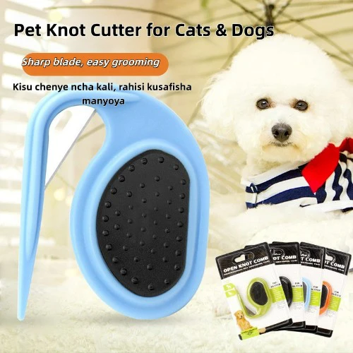 Pet Knot Cutter Comb, Knot Remover Tool for Cats & Dogs, Long Hair Grooming Deshedding Brush, Safe Painless Mat Remover, Portable Pet Grooming Supplies for Home & Pet Salon