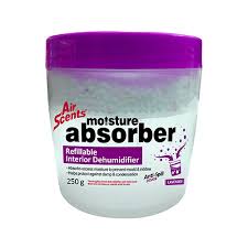 Air Scents Lavender scent Moisture Absorber, Refillable Interior Dehumidifier – Natural – 250g effectively absorb extra moisture from the air and trap the moisture in box.