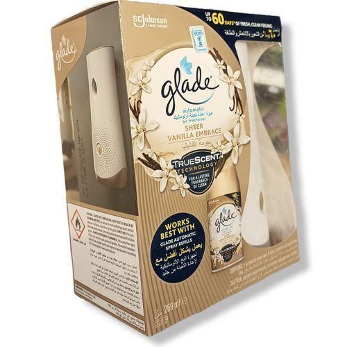 Sc Johnsons Glade Automatic Spray Refill and Holder Kit, Air Freshener for Home and Bathroom-Sheer Vanilla Embrace Decorate the air with this scent diffuser with notes of crisp air, fresh laundry.
