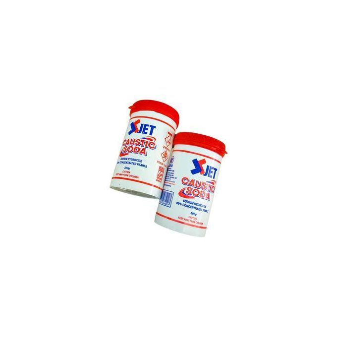 Jet Caustic Soda Pipe Drainer & Grease Cleaner x A pack of 2-main uses include being used as a drain pipe cleaner, unblocks drains, removes built up grease from ovens, used to make soap and detergents