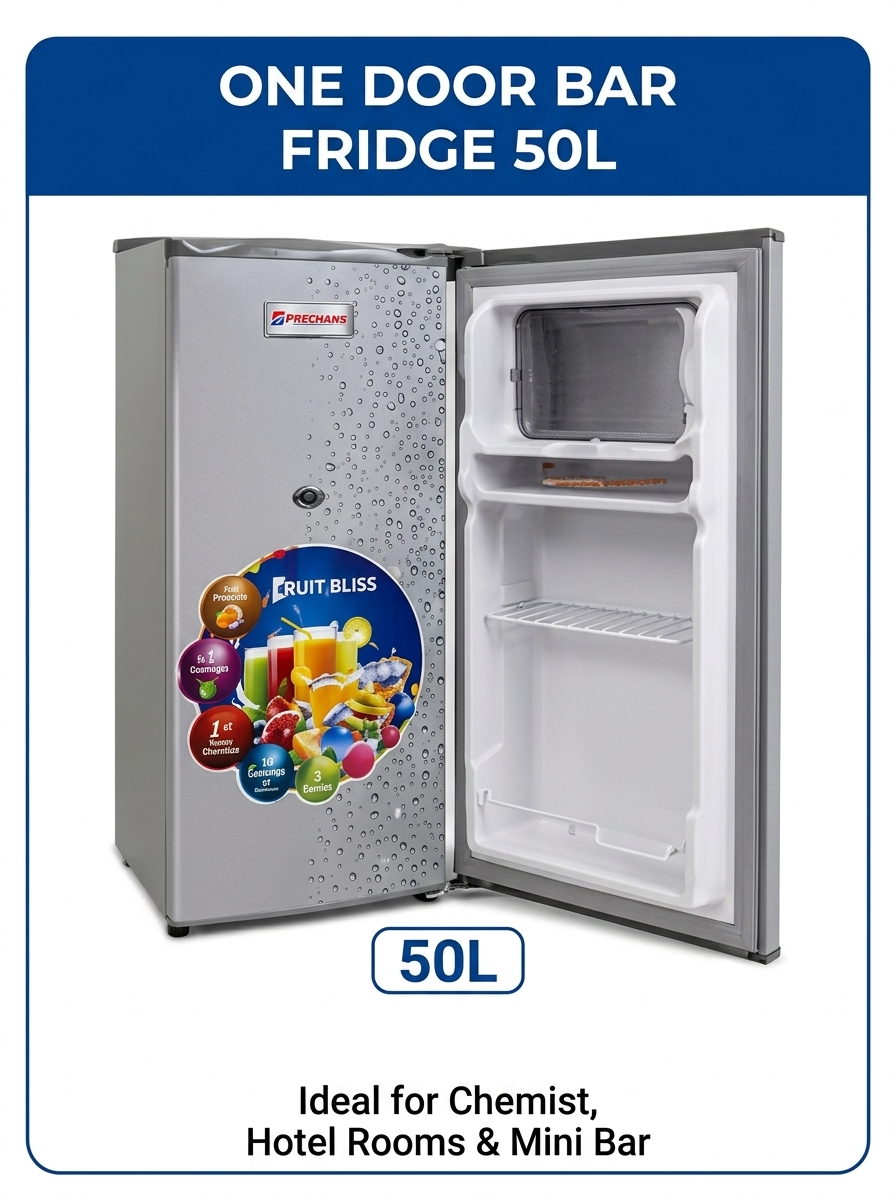 Original Premier 50L One Door Bar Fridge Energy Saving Mini Refrigerator Compact Fridge for Home Office Hotel Bedroom Silver