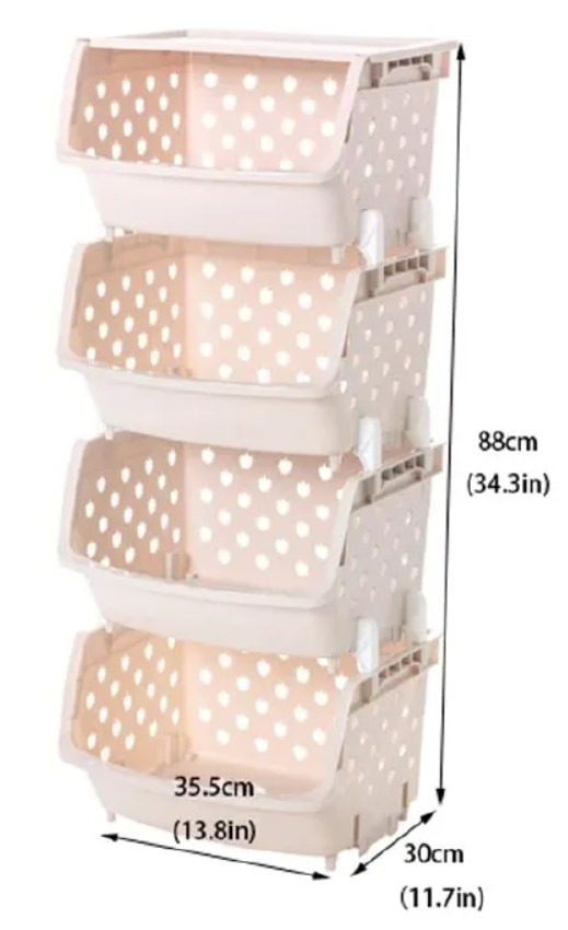 🥦UNIQUE AND CLASSY  4-Tier Vegetable & Kitchen Storage Rack with Removable Baskets – Space-Saving Organizer for Fruits, Vegetables & Pantry Items 🥕