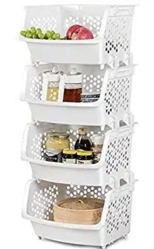 🥦UNIQUE AND CLASSY  4-Tier Vegetable & Kitchen Storage Rack with Removable Baskets – Space-Saving Organizer for Fruits, Vegetables & Pantry Items 🥕
