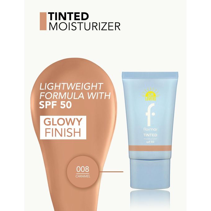 Flormar Tinted Moisturizer Spf50 Sun Lovers Moisturizing & Natural Finish Tinted Sunscreen SPF50- 008 Caramel