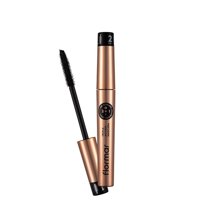 Flormar Triple Action Mascara – Length Volume & Curl Boost, Buildable Lash Impact, Smudge-Resistant All-Day Wear Eye Makeup Eye Makeup