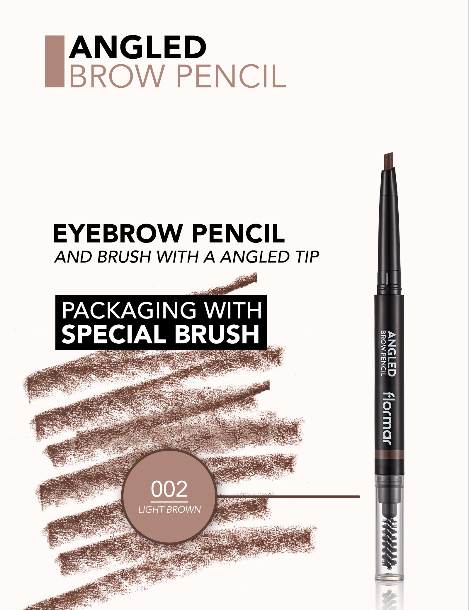 Flormar Angled Brow Pencil  Soft Blendable Formula, Natural Looking Definition Eyebrow Pencil Eye Makeup