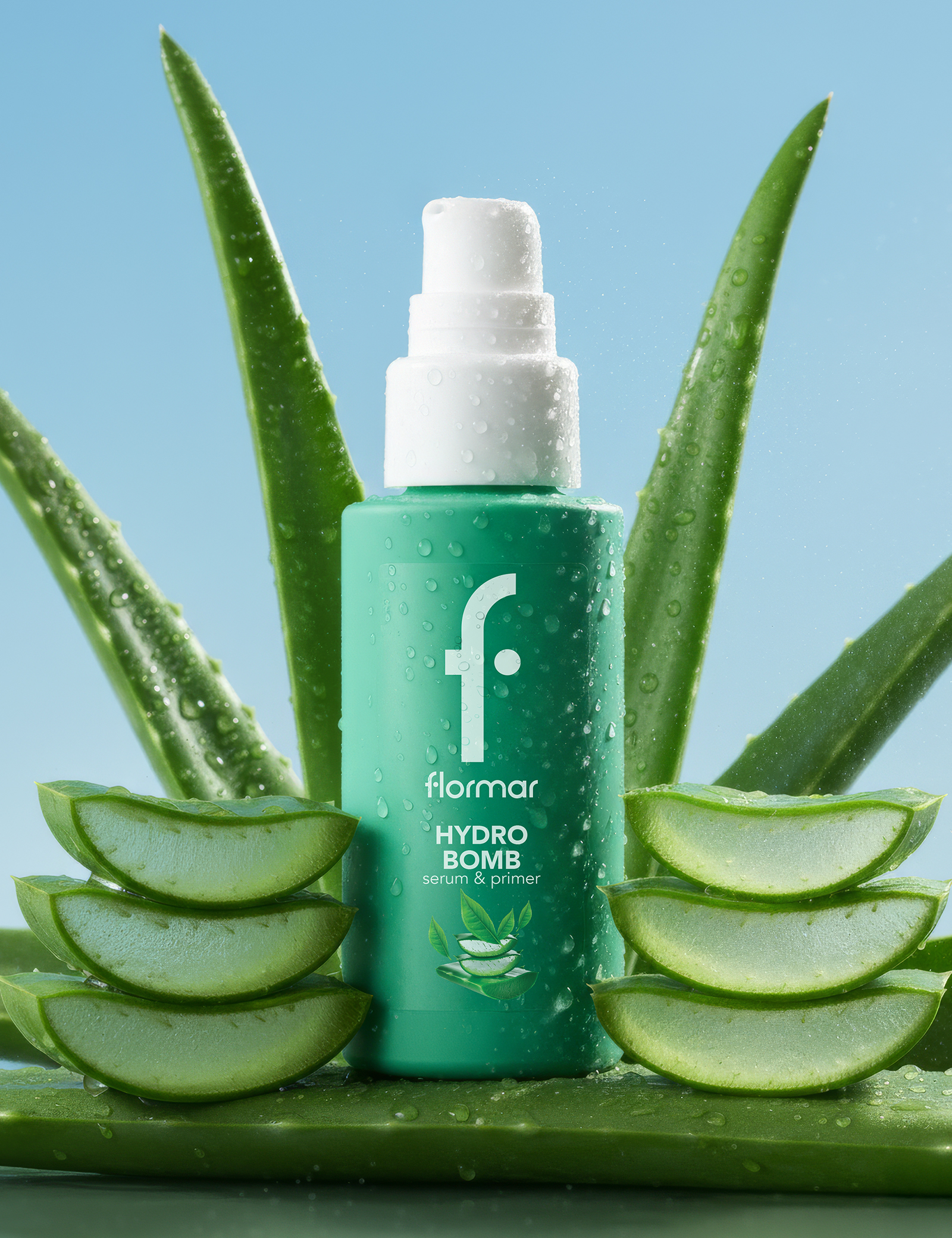 Flormar Hydro Bomb Radiance Serum & Makeup Base Aloe Vera & Green Tea, Radiant Finish, Lightweight Serum Primer