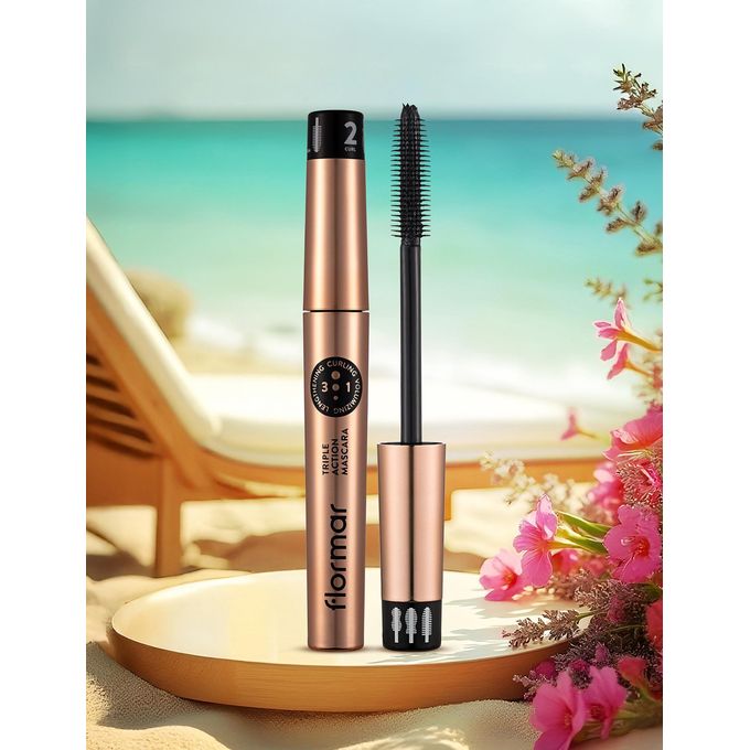 Flormar Triple Action Mascara – Length Volume & Curl Boost, Buildable Lash Impact, Smudge-Resistant All-Day Wear Eye Makeup Eye Makeup