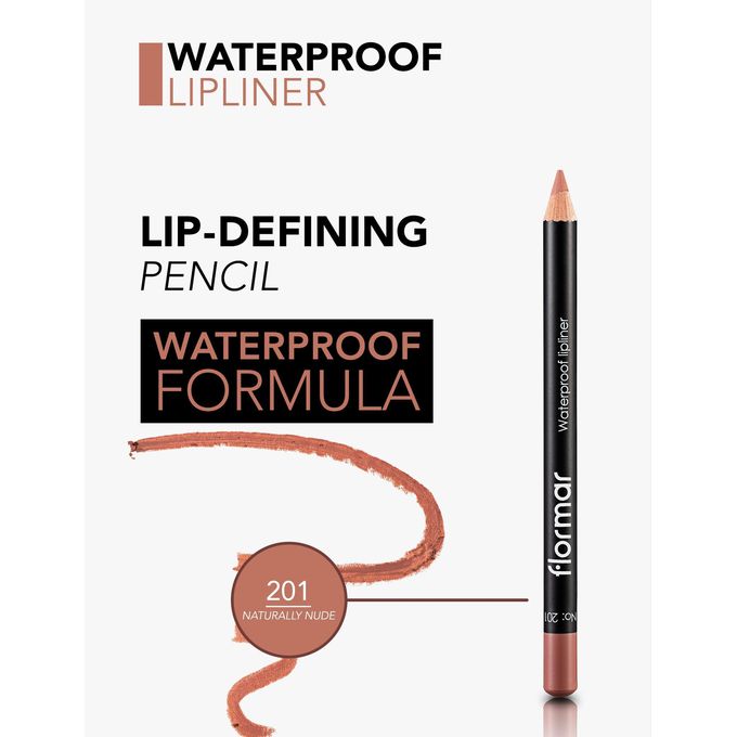 Flormar Waterproof Lipliner 201 Naturally Nude Blendable, Long-Wear, Waterproof, Precise Tip, Smooth Lip Makeup Lips view 2