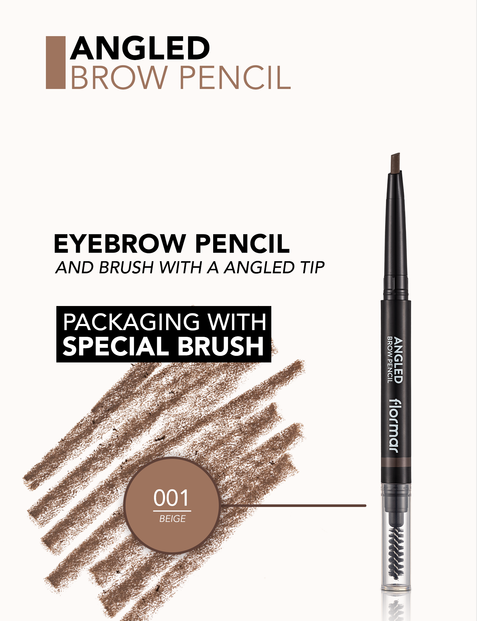 Flormar Angled Brow Pencil  Soft Blendable Formula, Natural Looking Definition Eyebrow Pencil Eye Makeup