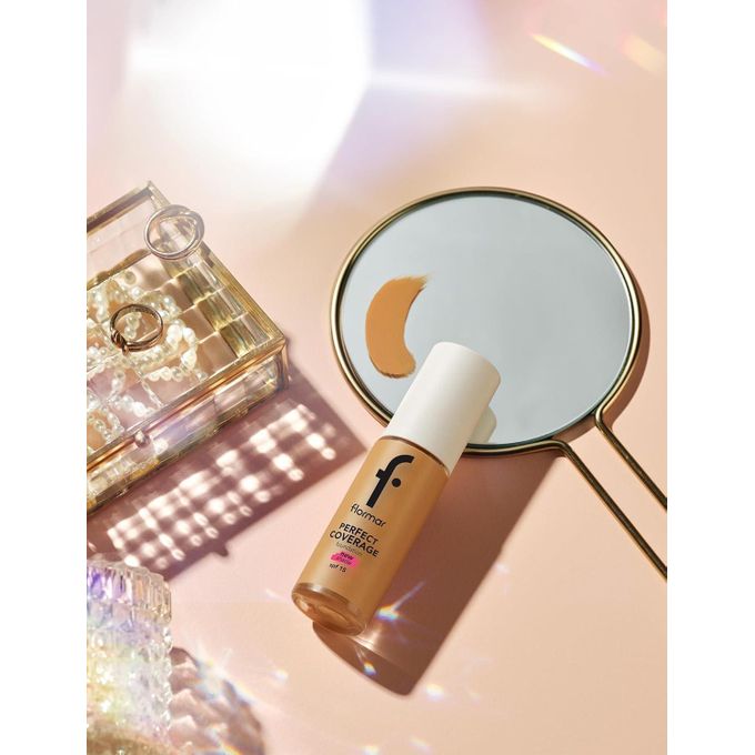 Flormar Perfect Coverage Foundation Soft Rich Texture, Smooth-Looking Skin, Up to 12H Fresh Wear, SPF 15 Makeup
