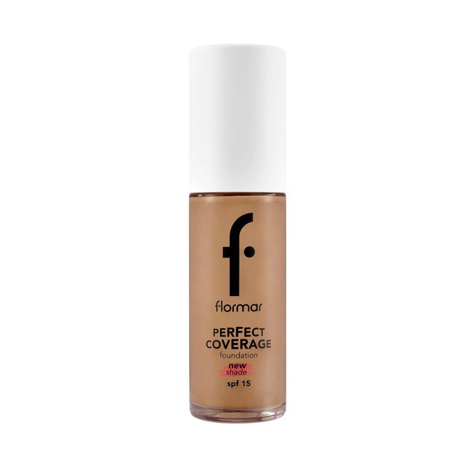 Flormar Perfect Coverage Foundation Soft Rich Texture, Smooth-Looking Skin, Up to 12H Fresh Wear, SPF 15 Makeup