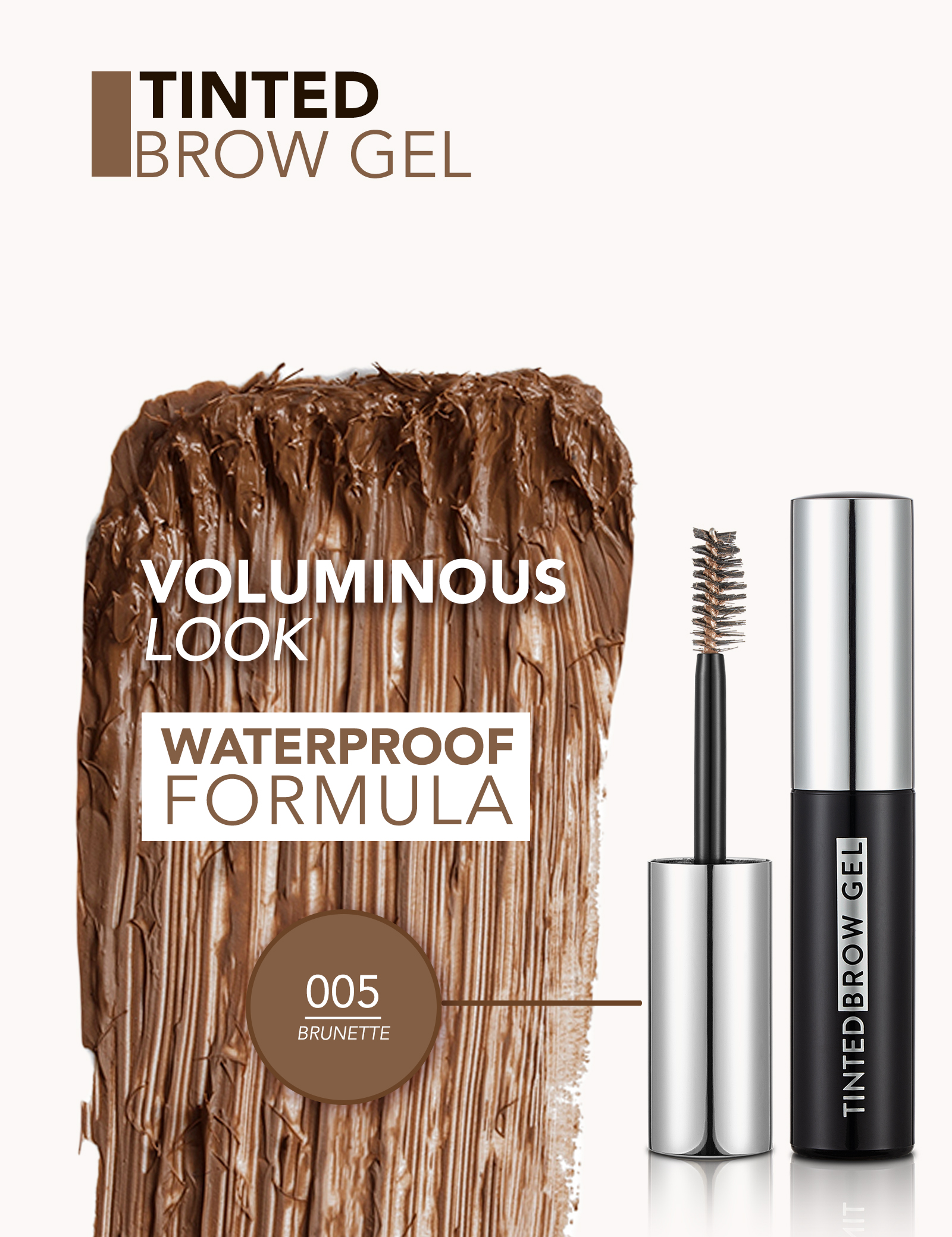 Flormar Tinted Brow Gel  Long Wear, Waterproof, Volume, Brush Design Eye Makeup Mascara
