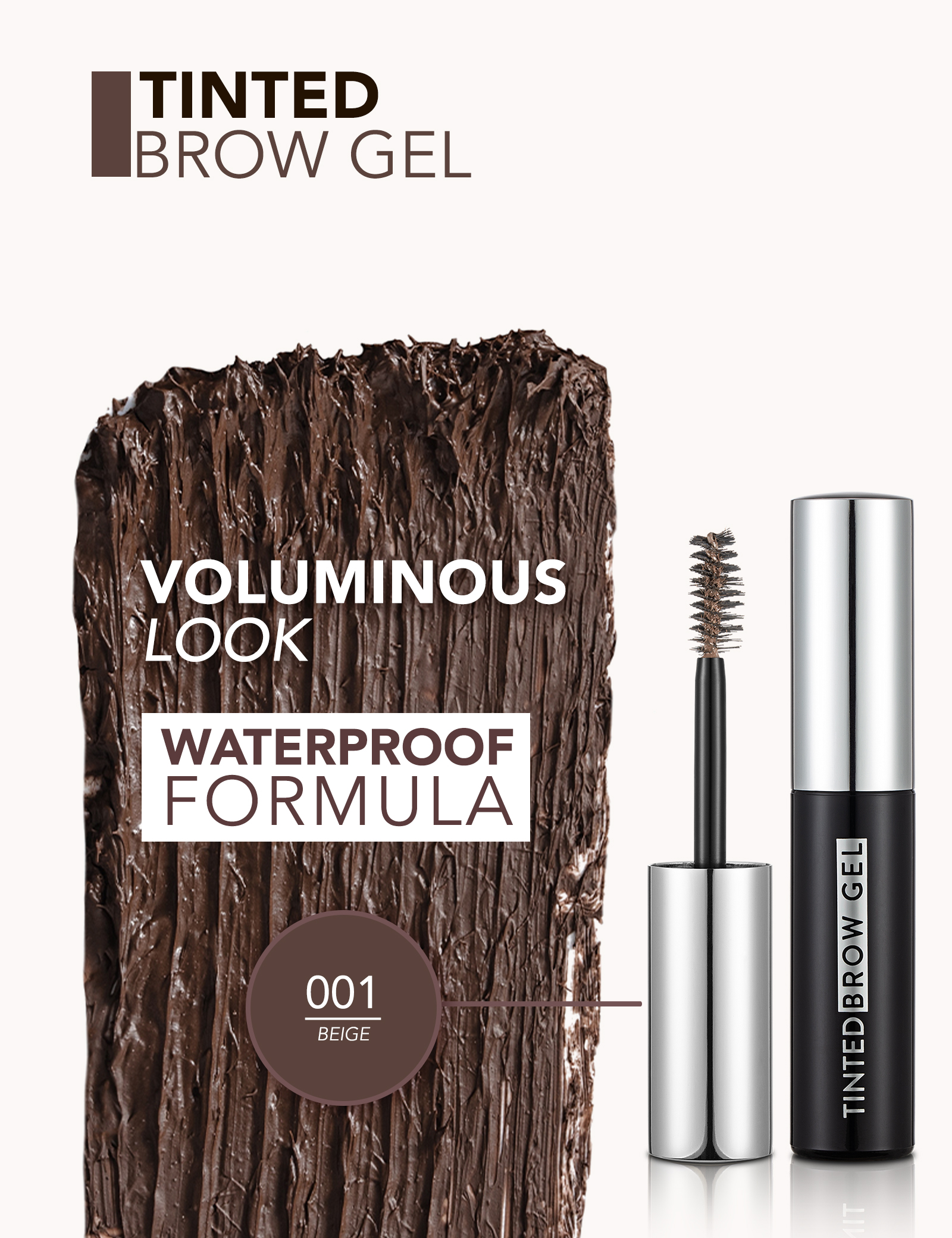 Flormar Tinted Brow Gel  Long Wear, Waterproof, Volume, Brush Design Eye Makeup Mascara