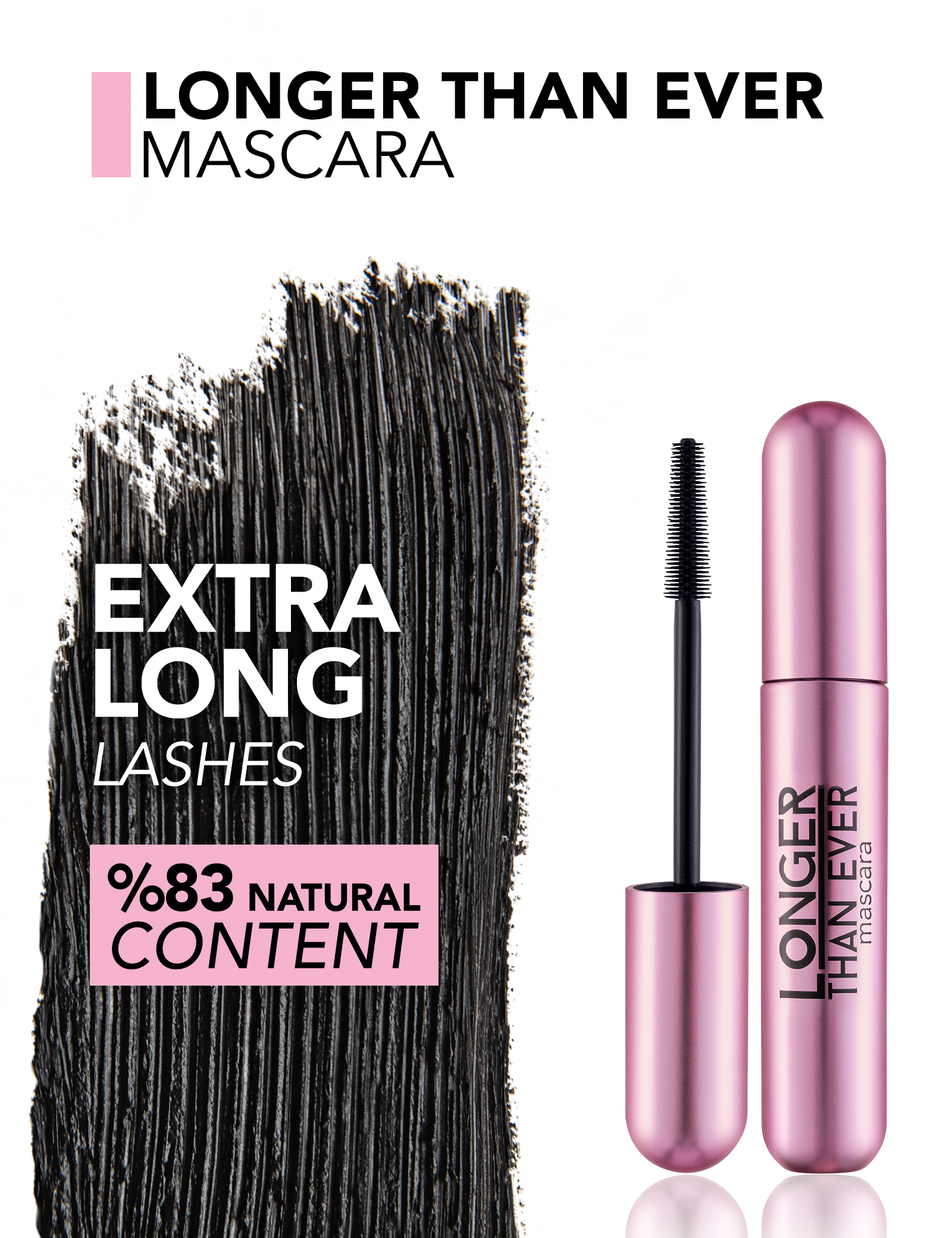 Flormar Longer Than Ever Mascara Brush Design, Clump-Free, Lengthening, Curling, Smudge Resistant Eye Makeup
