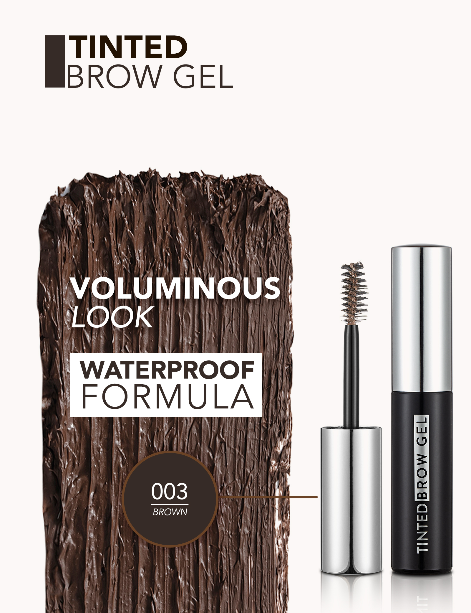 Flormar Tinted Brow Gel  Long Wear, Waterproof, Volume, Brush Design Eye Makeup Mascara