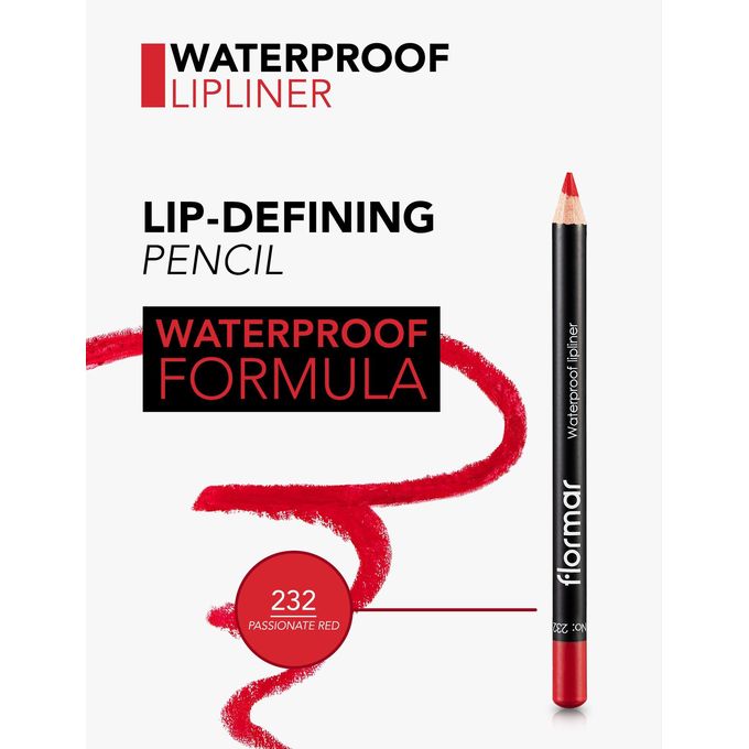 Flormar Waterproof Lipliner – 232 Passionate Red Long-Wear, Waterproof, Precise Tip, Smooth LipCare Makeup Lips