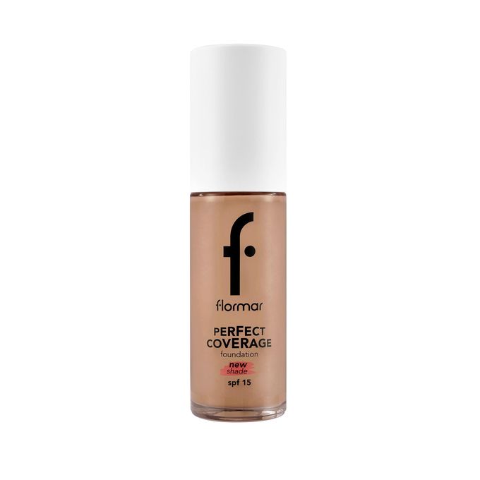 Flormar Perfect Coverage Foundation Soft Rich Texture, Smooth-Looking Skin, Up to 12H Fresh Wear, SPF 15 Makeup