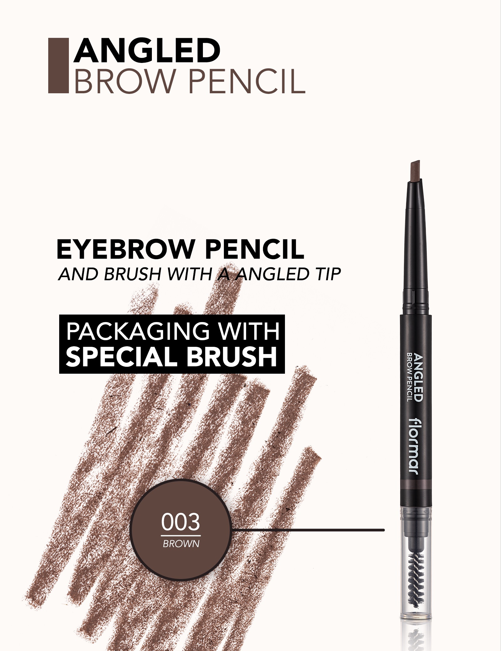 Flormar Angled Brow Pencil  Soft Blendable Formula, Natural Looking Definition Eyebrow Pencil Eye Makeup