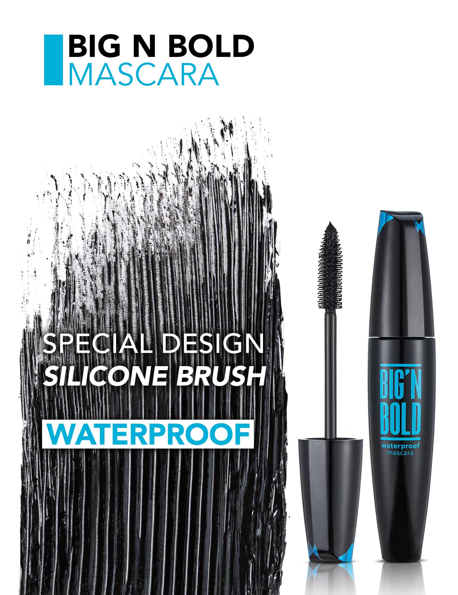 Flormar Big n Bold Volume Mascara Waterproof, Smudge-Resistant, Clump-Free, Volume Eye Make Up Big'N Bold Lengthening Mascara 002 Big N Bold Waterproof Mascara