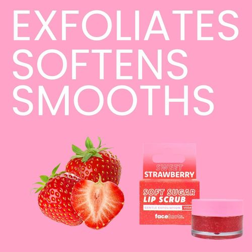 Face Facts Soft Sugar Lip Scrub Strawberry– Gentle Exfoliating Lip Scrub for Soft & Smooth Lips