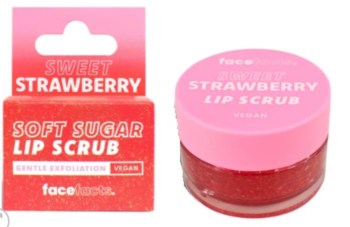 Face Facts Soft Sugar Lip Scrub Strawberry– Gentle Exfoliating Lip Scrub for Soft & Smooth Lips