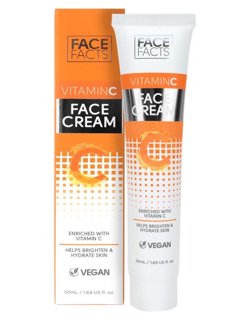 Face Facts Vitamin C Face Cream 50ml – Brightening & Hydrating Vegan Moisturiser for Radiant Skin