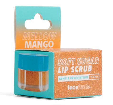 Face Facts Soft Sugar Lip Scrub Mellow Mango 10g – Vegan Exfoliating Lip Scrub for Soft Smooth Lips