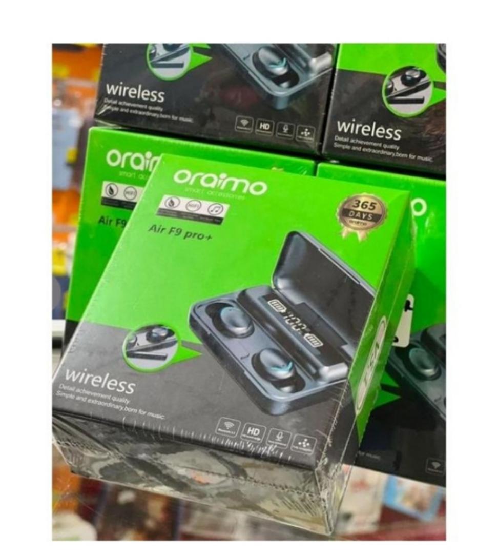 Oraimo AirF9 Pro+ EarBuds Wireless Earpods, Bluetooth 5.3 headphones with inbuilt Microphone.