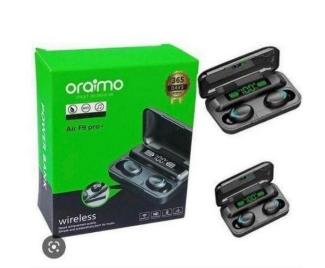 Oraimo AirF9 Pro+ EarBuds Wireless Earpods, Bluetooth 5.3 headphones with inbuilt Microphone.